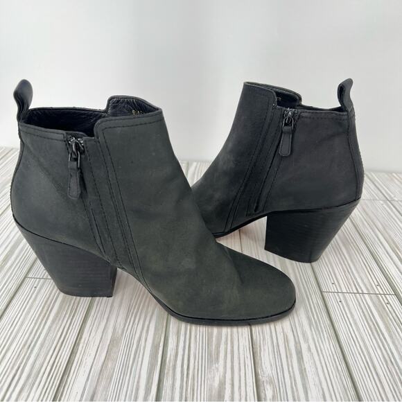 Cole Haan Grand Os ankle boots charcoal gray suede leather zip chunky heel 8 - Picture 1 of 11